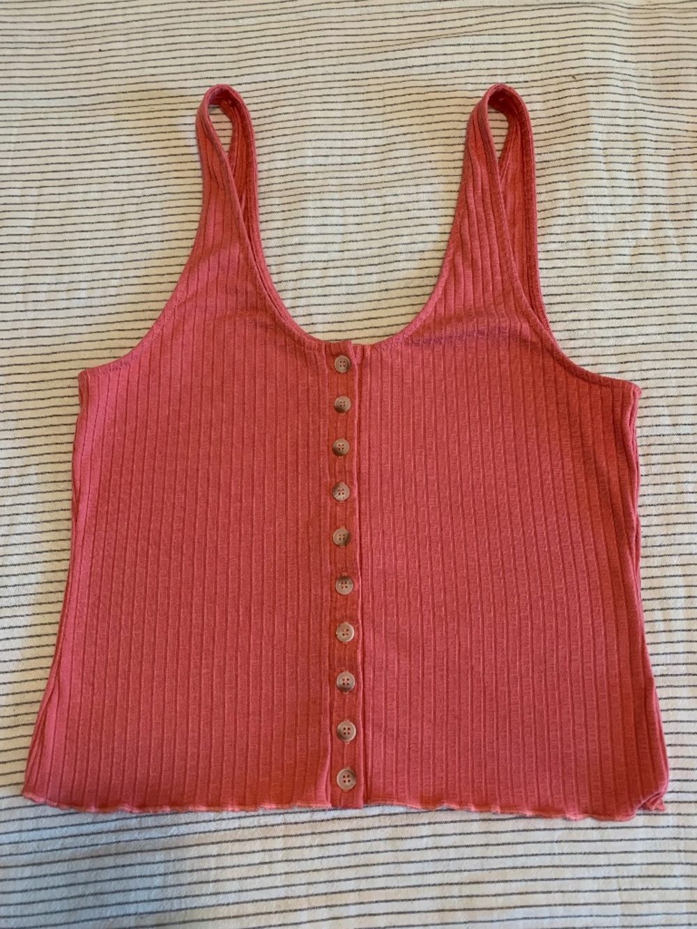 Billabong Red-Orage Ribbed Tank w Buttons | M